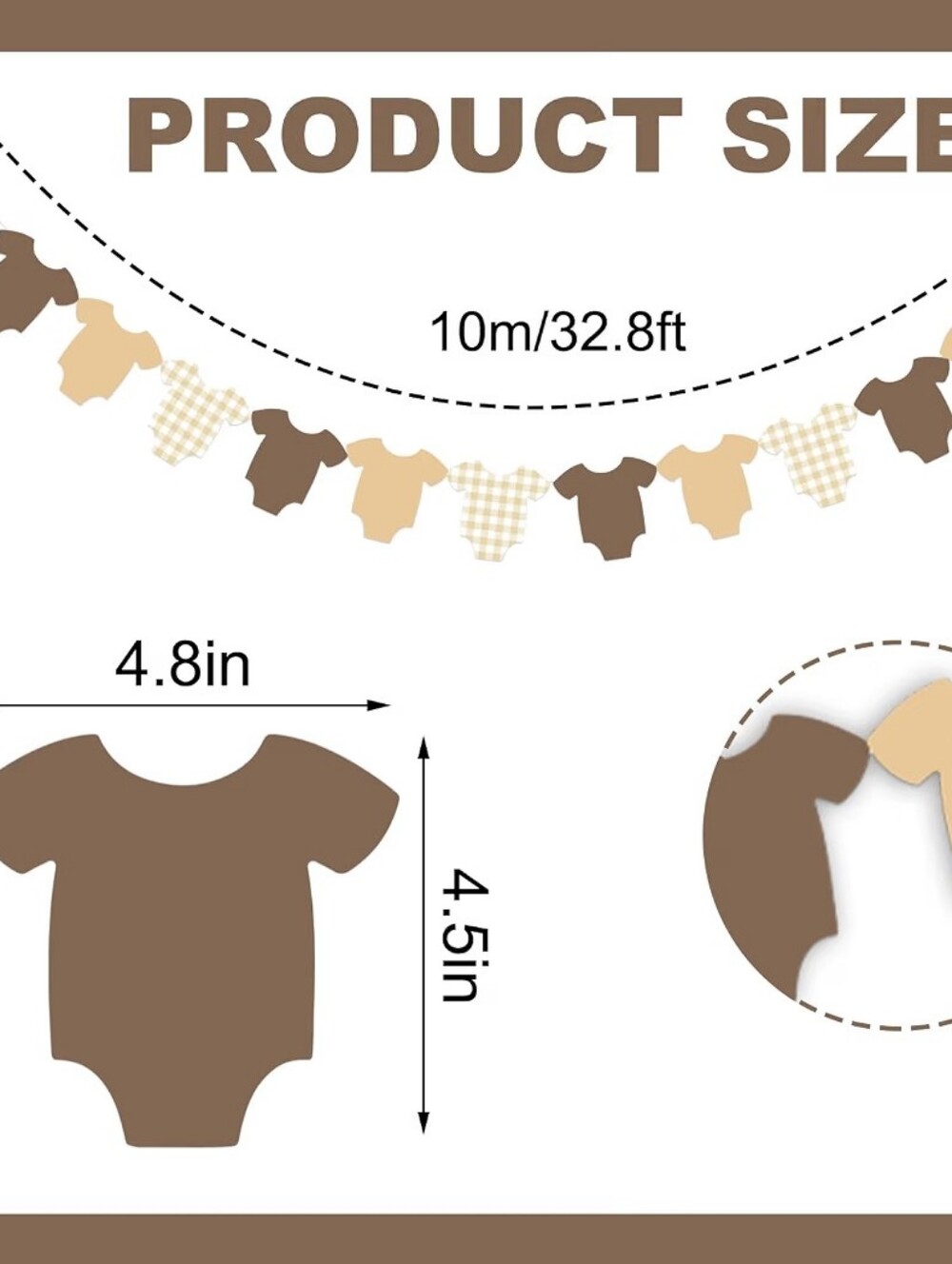 Brown Baby Onesie Garland Party Banner - Neutral Baby Shower Decor.